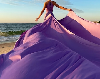 Flying dress for photoshoot Long train photoshoot dress Flyaway dress Flying skirt and top Flying dress santorini Long flying skirt