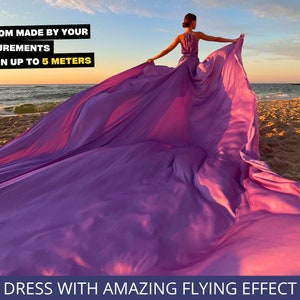 Flying dress Long flying gown Flying dress plus size Dress flying in the wind Purple flying dress Custom flying dress Dress fly Santorini image 1