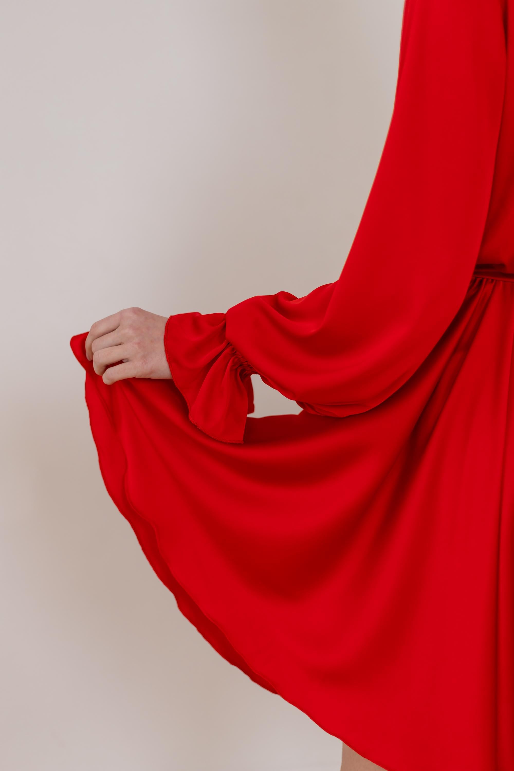 short red dress flowy Cocktail V Neck Mini Special Occasion Dresses Long Sleeve Satin Bridesmaid Dress Woman Dress for Wedding Guest Custom Evening Gown 923