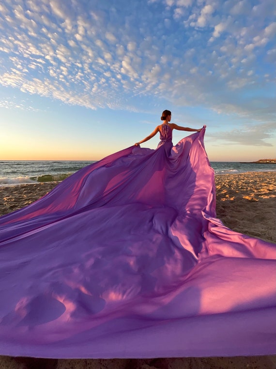 Flying Dress for Photoshoot - Flowing Photoshoot Dress - Beach Photoshoot Dress - Halter Long Flying Dress - Engagement Dress for Photoshoot