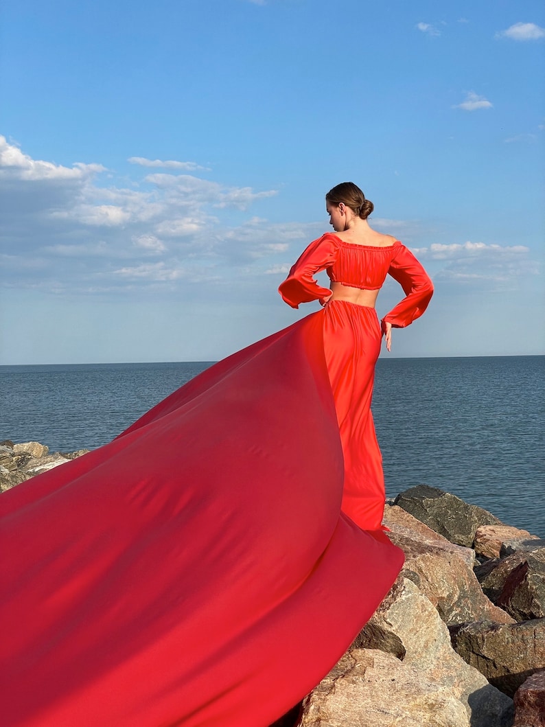 Flying Set Red off the Shoulder Flying Set Flowy Set for Photoshoot Two Piece ...