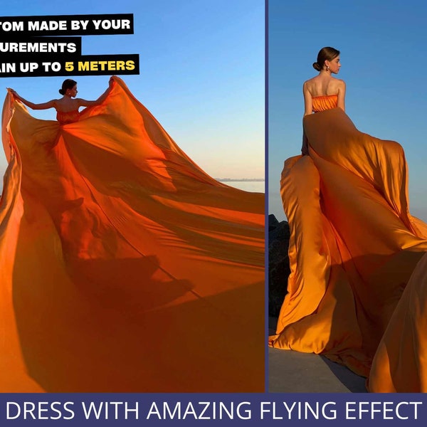 Flying dress Long dress with train Flowy dress for photoshoot Cappadocia dress Engagement photoshoot dress Beach photoshoot dress