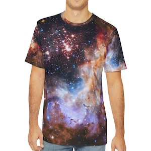 Westerlund 2 Shirt: All Over Print Galaxy Cosmos Tee, Cosmic T, Matte