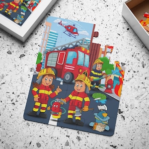Kinder Feuerwehr Puzzle - 30-teiliges Feuerwehrauto Feuerwehrmann Kind Geburtstagsgeschenk Kinder Kleinkinder Puzzle Großstadt Rot Feuerwehrauto Kid