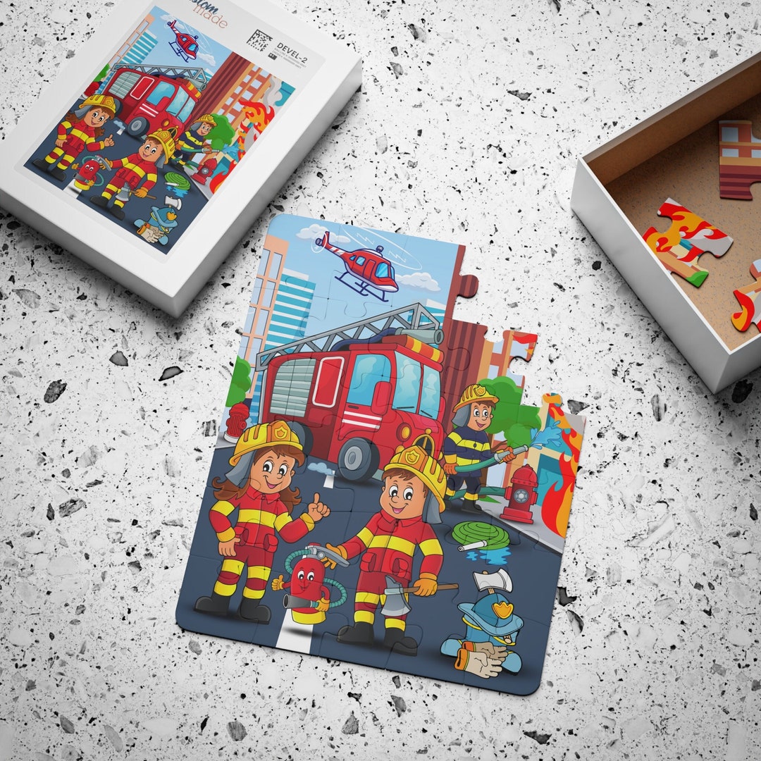 Firefighter Puzzle for Kids: 30-piece Firetruck Jigsaw, Matte - Etsy