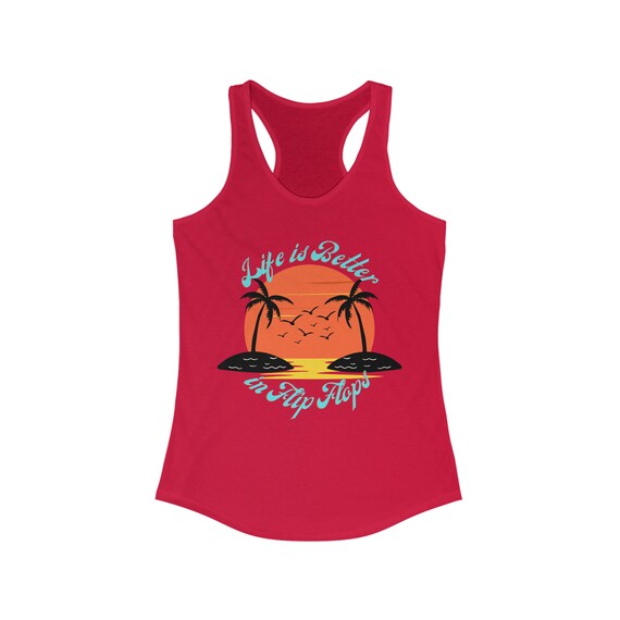 Summer Vibes Retro Style Distressed Tropical Tank Top Summer Vibes Retro Style Distressed Tropical Tank Top