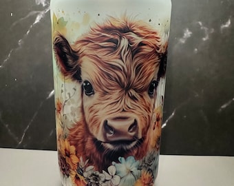 Cow frosted glass tumbler 18oz