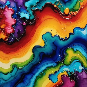 acrylbilder regenbogen abstrakt modern und retro farbenfroh bunt spaß 12x15 6x7.5 erhaben tropf giessen