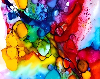 Rainbow alcohol ink abstract colorful Print Digital Download small med large xl xxl 12x16 18x24 24x32 36x48 42x56