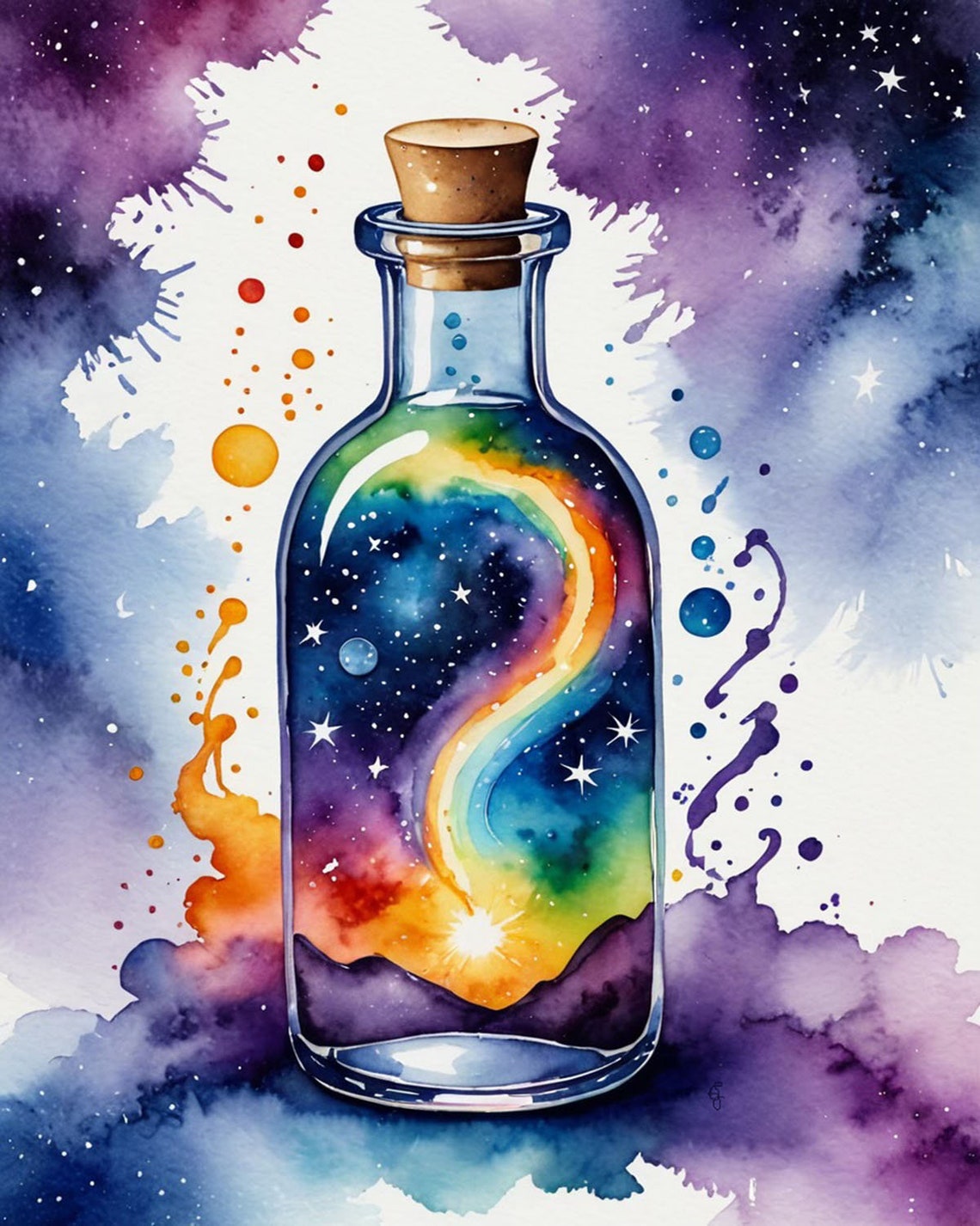 Galaxy Watercolor Print Download Space Rainbow Potion Universe ...