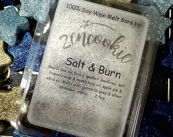 Salt & Burn paranormal investigators demon ghost spirit hunters Shimmering Soy Candle Wax Melt books leather whiskey frankincense myrrh fire