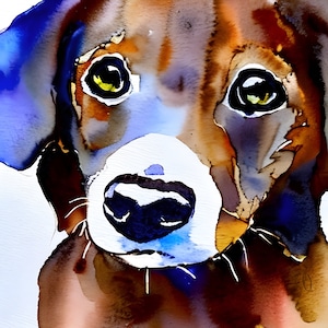 Watercolor Print Mutt Pup Cute Animals Download bathroom kids bedroom office playroom theatre guestroom Home Decor Wall Art 8.5 or 12
