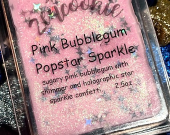 Pink Bubblegum Scented Soy Wax Melt: Holographic Star Sparkle