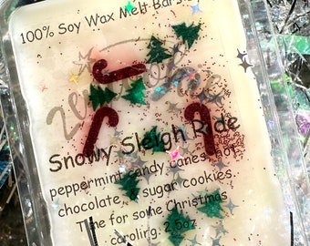 Snowy Sleigh Ride Wax Melt: Peppermint, Chocolate, Sugar Cookie