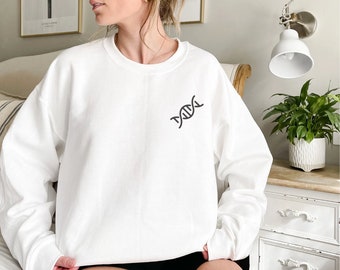 dna-sweater, dna-ronde hals, dna-molecuulontwerp, dna-helix, cadeau voor wetenschappers, wetenschappelijke geschenken, dna-sweater, dna-molecuul-sweater