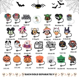 Halloween Straw Topper | Food Grade Silicone, Skull, Pumpkin