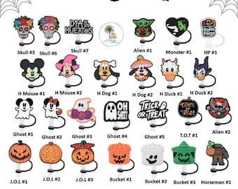 Halloween Straw Topper | Food Grade Silicone, Skull, Pumpkin