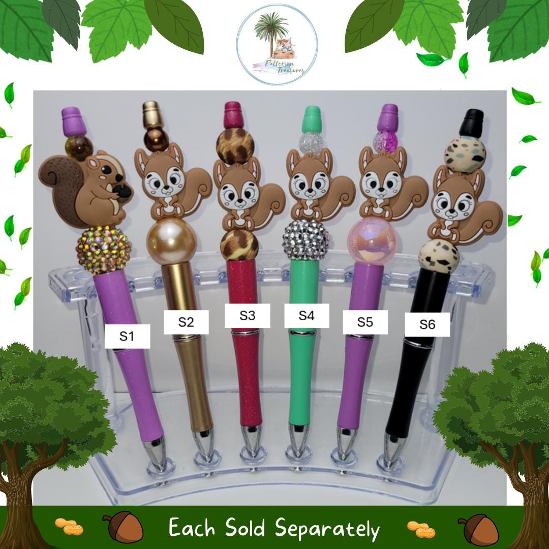 Handmade Squirrel Bead Pen | Fun Animal Gift - Etsy