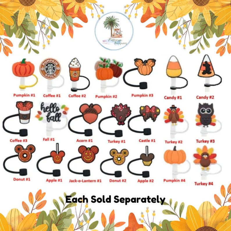 Straw Topper Fall Thanksgiving Pumpkin Straw Cover Tumbler Accessories