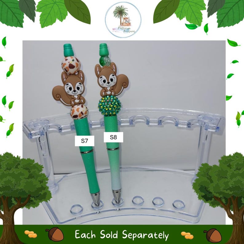 Handmade Squirrel Bead Pen | Fun Animal Gift - Etsy