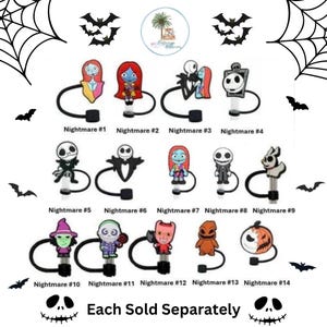 Straw Topper Nightmare | Halloween Straw Topper | Straw Accessories | Stocking Stuffer | Skellington Straw Topper | Kids Party Supplies |