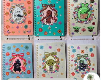 Jedi Character A5 Notebook: Journal, Notepad, flowers, space, autograph books, back to school supplies