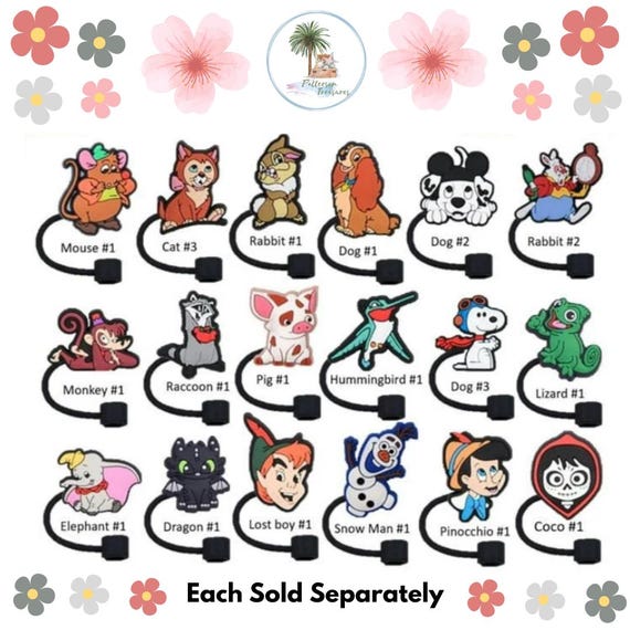 Character Straw Topper | Silicone Animal Straw Cover