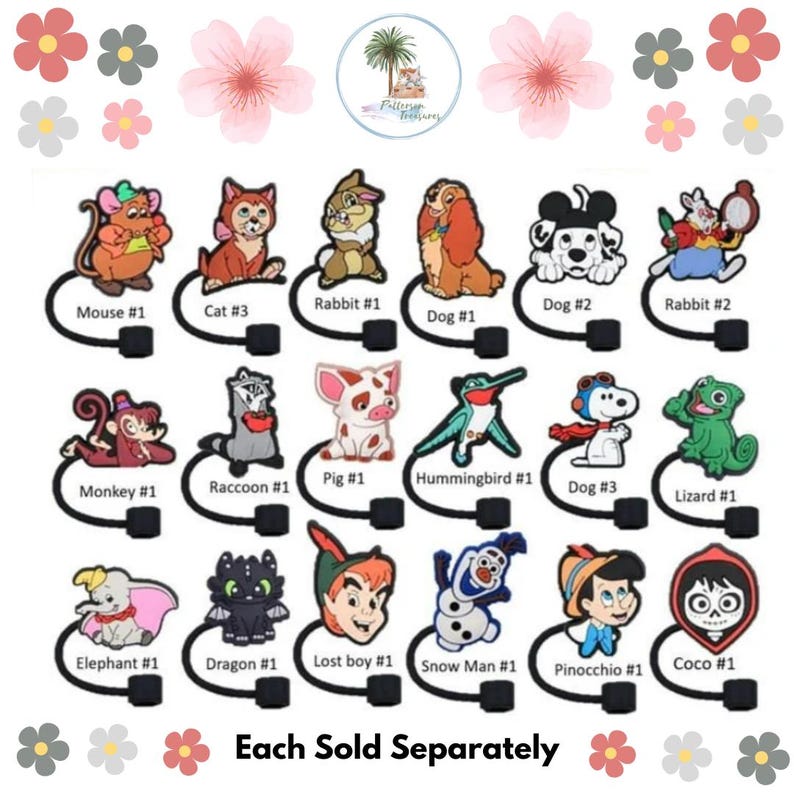 May include: A set of 18 colorful cartoon character shoe charms. Each charm features a different character from popular animated movies, including Mickey Mouse, Snow White, and Pinocchio. The charms are made of durable rubber and are perfect for adding a touch of personality to your shoes.