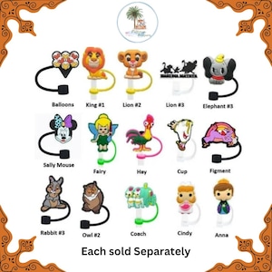 Straw Topper Character | Fairy Straw Cover | Stocking Stuffer | Princess Straw Cover | Roaster Straw Cover | Lion Straw Cover | Elephant