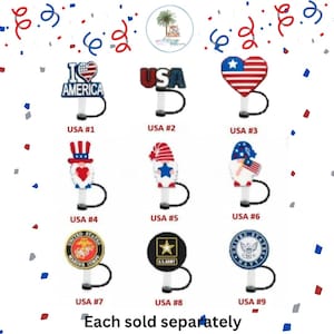 Straw Topper Patriotic | USA Straw Topper | Fourth of July Straw Topper | Military Straw Cover | Stocking Stuffers | American Straw Topper