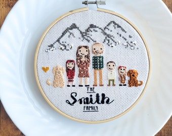 cross-stitch family portrait