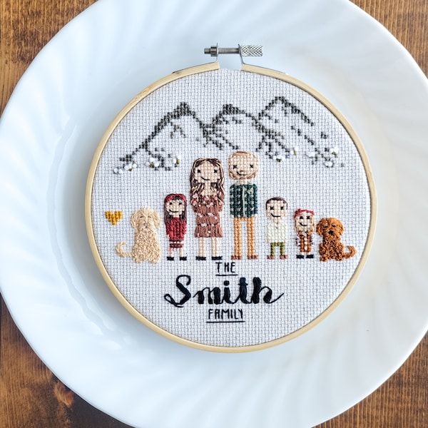 cross-stitch family portrait