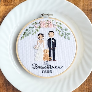 cross-stitch wedding portrait