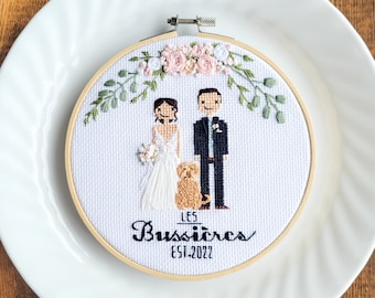 cross-stitch wedding portrait