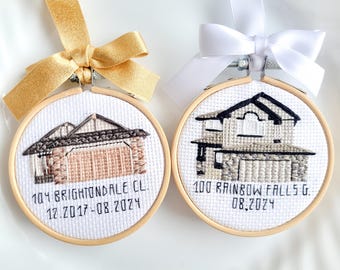 custom cross-stitch house ornaments