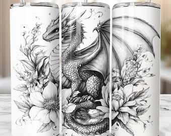 Dragon Book Tumbler Wrap, Romantasy Reader Dragon 20oz Skinny Tumbler Sublimation Design, Booktok Merch Tumbler Wrap, Digital Download