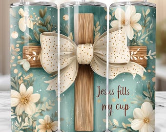 Coquette Christian Tumbler Wrap, 20oz Skinny Sublimation Tumbler Design, Cross Valentine Sublimation Design Png, Religious Tumbler Png Wrap