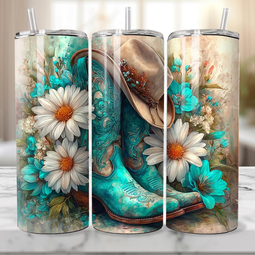 Western Cowboy Boots Tumbler Wrap, 20 Oz Skinny Tumbler Sublimation ...