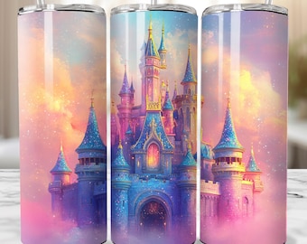 3D Princess Castle 20oz Tumbler, Seamless Design Png, Magical Castle Tumbler, Magical Castle Sublimation, Straight & Tapered Tumbler Wrap