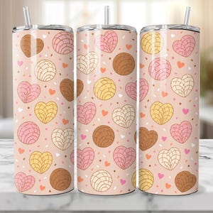 Concha Pan Dulce Tumbler Wrap PNG, Mexican Sweet Bread 20oz Skinny Sublimation Design, Cute Pan Dulce Pattern, Latina Gift
