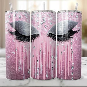 Girl Boss 20 Unzen Skinny Tumbler Sublimation Design Digitaler Download PNG Instant DIGITAL nur Boss Lady Tumbler Wrap, Make-up, Augen, Glitter