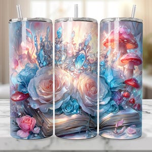 Romantasy Books Tumbler Wrap PNG, Wonderland Romance 20 Oz Skinny Sublimation Tumbler png, Fantasy Book Tumbler PNG Design Digital Download