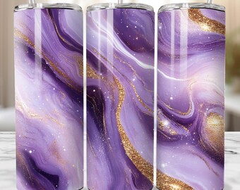Seamless Gold and Purple Glitter Tumbler Wrap, Marble, Sublimation 20 oz, Skinny, Instant PNG, Girly, Popular Sublimation, Add Name, Pastel