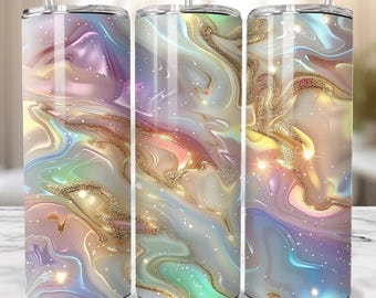 Envoltura para vaso con purpurina dorada y ópalo sin costuras, mármol, sublimación de 20 oz, delgada, PNG instantánea, femenina, sublimación popular, iridiscente, rosa