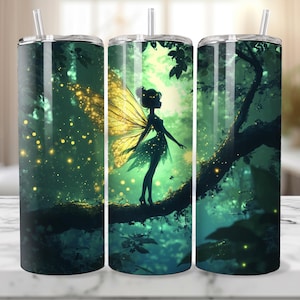 3D Enchanted Fairy Tumbler Wrap, Princess Tumbler Wrap Sublimation Design PNG, 20oz Skinny Straight Bell Tumbler Wrap, Magical Forest, Pixie