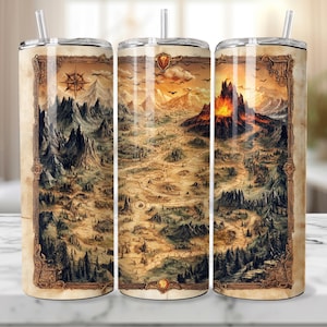 Fantasy Dungeon Map Tumbler Wrap, sublimatie 20 oz, skinny, instant png, videogames, nerdy, gamer, vader, kerkers en draken, RP, BG3