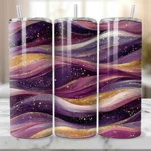 Seamless Purple and Gold Glitter Tumbler Wrap, Marble, Sublimation 20 oz Skinny, Iridescent Sparkle, Elegant PNG Download, Add Name,