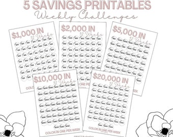 Savings Challenge Bundle | 52 Week | 1K Savings | 2K Savings | 5K Savings | 10K Savings | 20K Savings | Savings Tracker | Digital Savings