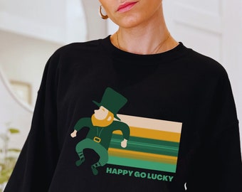 St. Patrick's Day Sweatshirt: Happy Go Lucky Leprechaun Crewneck