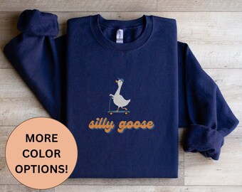 Sweat-shirt Silly Goose : col rond unisexe amusant